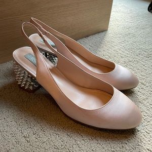 Betsey Johnson Slingback Heels with Pearls